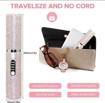 2-IN-1 Electric USB Hair Straightener Curler Fashion Colored Diamond