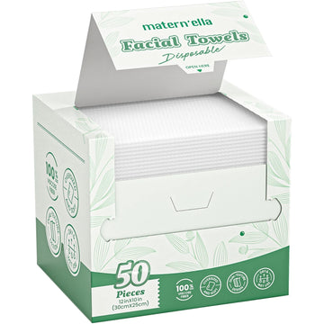 Matern'ella Disposable Facial Towels XL – 50 Count, Plant-Based