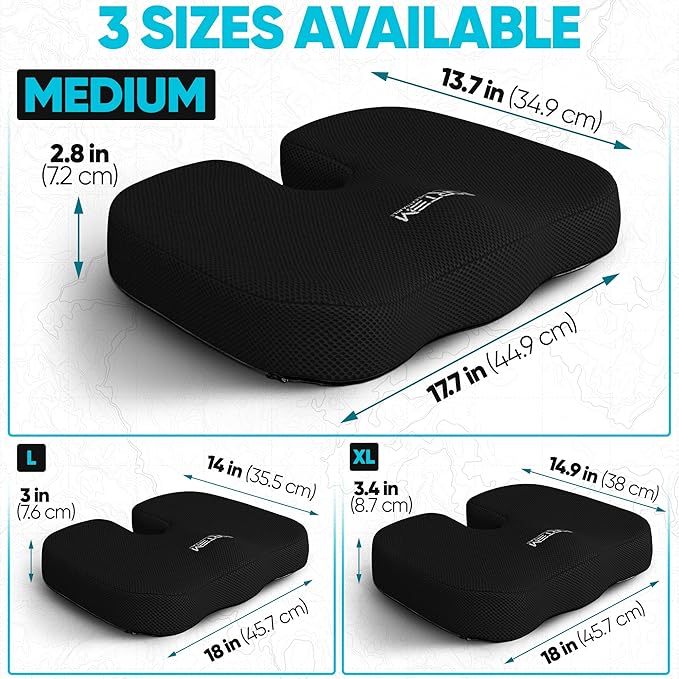 FORTEM Memory Foam Seat Cushion – Sciatica & Coccyx Pain Relief