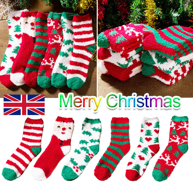 Christmas Fluffy Bed Socks – Gift Set of 5 Pairs